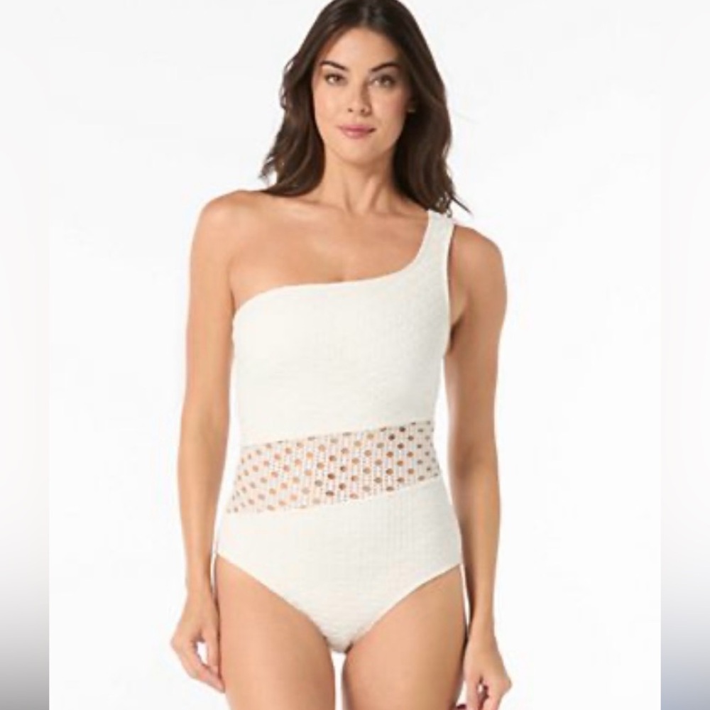 Carmen Marc Valvo Swimsuit - 6 white , one shoulder design